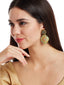 Turquoise blue & Gold-Plated Kundan Meenakari Contemporary Drop Earrings