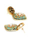 Turquoise blue & Gold-Plated Kundan Meenakari Contemporary Drop Earrings