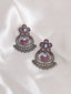 Silver-Toned Contemporary Chandbalis Earrings