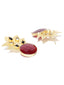 Red Gold-Plated Stone-Studded Hand-Painted Drop Earrings