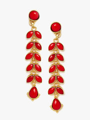 Gold-Plated & Red Teardrop-Shaped Drop Earrings