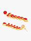 Gold-Plated & Red Teardrop-Shaped Drop Earrings