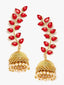 Gold-Plated & Red Dome-Shaped Jhumkas