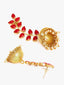 Gold-Plated & Red Dome-Shaped Jhumkas