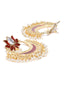 Red & Off-White Gold-Plated Handcrafted Crescent-Shaped Chandbalis