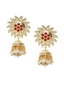 Gold-Toned & Maroon Dome Shaped Jhumkas