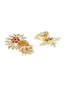 Gold-Toned & Maroon Dome Shaped Jhumkas