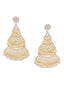 Gold-Toned & White Triangular Drop Earrings