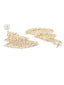 Gold-Toned & White Triangular Drop Earrings