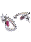 Gunmetal-Toned & Pink Handcrafted CZ Stone-Studded Drop Earrings