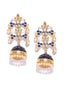 Blue & Off-White Gold-Plated Handcrafted Dome-Shaped Jhumkas