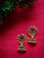 Pink & Off-White Gold-Plated Handcrafted Dome-Shaped Jhumkas