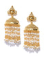 Gold-Toned & Off-White Gold-Plated Handcrafted Dome Shaped Jhumkas