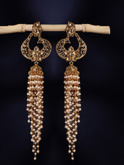 Gold-Plated Off-White Dome Shaped Jhumkas