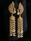 Off-White Gold-Plated Handcrafted Peacock Shaped Jhumkas