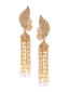 Off-White Gold-Plated Handcrafted Peacock Shaped Jhumkas