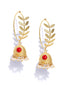 Red Gold-Plated Handcrafted Stone-Studded Dome Shaped Jhumkas