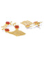 Gold-Toned Gold Plated & Red Circular Drop Earrings