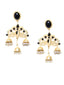 Gold-Toned Gold Plated & Black Peacock Shaped Drop Earrings