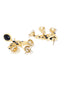 Gold-Toned Gold Plated & Black Peacock Shaped Drop Earrings