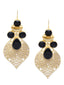 Gold-Toned & Black Gold-Plated Stone-Studded Handcrafted Leaf Shaped Drop Earrings