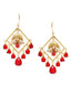 Gold Plated Red Geometric Drop Earrings