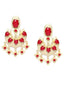 Gold-Toned & Maroon Gold-Plated Stone-Studded Handcrafted Classic Drop Earrings