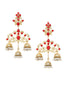 Red & Off-White Gold-Plated Handcrafted Classic Drop Earrings