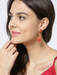 Gold-Toned & Red Gold-Plated Floral Stone-Studded Handcrafted Drop Earrings