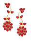 Gold-Toned & Red Gold-Plated Floral Stone-Studded Handcrafted Drop Earrings