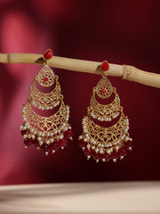 Women Gold-Toned Crescent Shaped Chandbalis Earrings