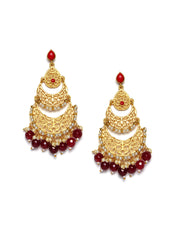 Women Gold-Toned Crescent Shaped Chandbalis Earrings