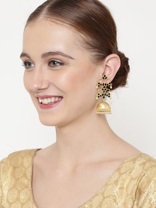 Gold -Plated Handcrafted Floral Jhumkas