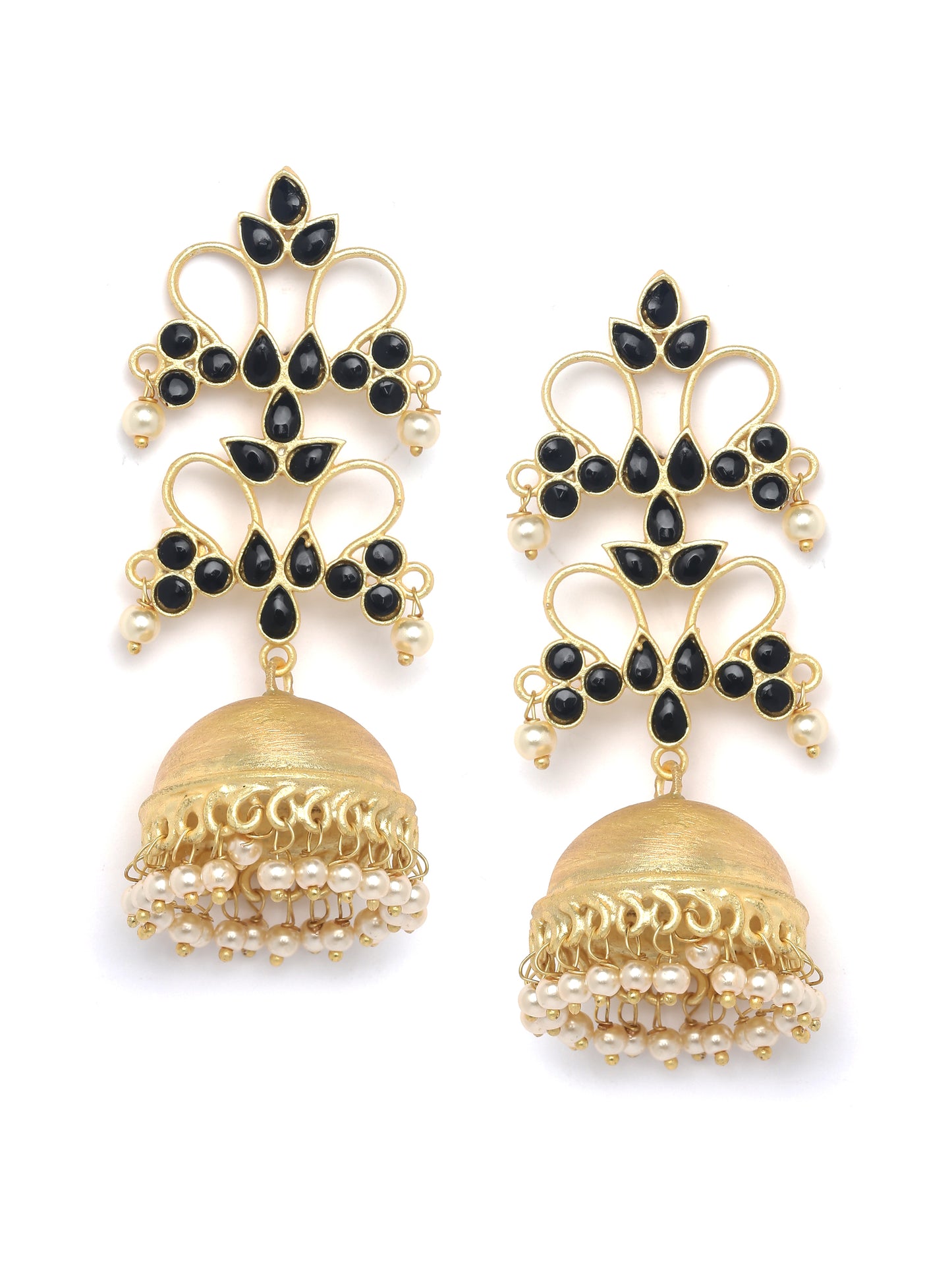 Gold -Plated Handcrafted Floral Jhumkas