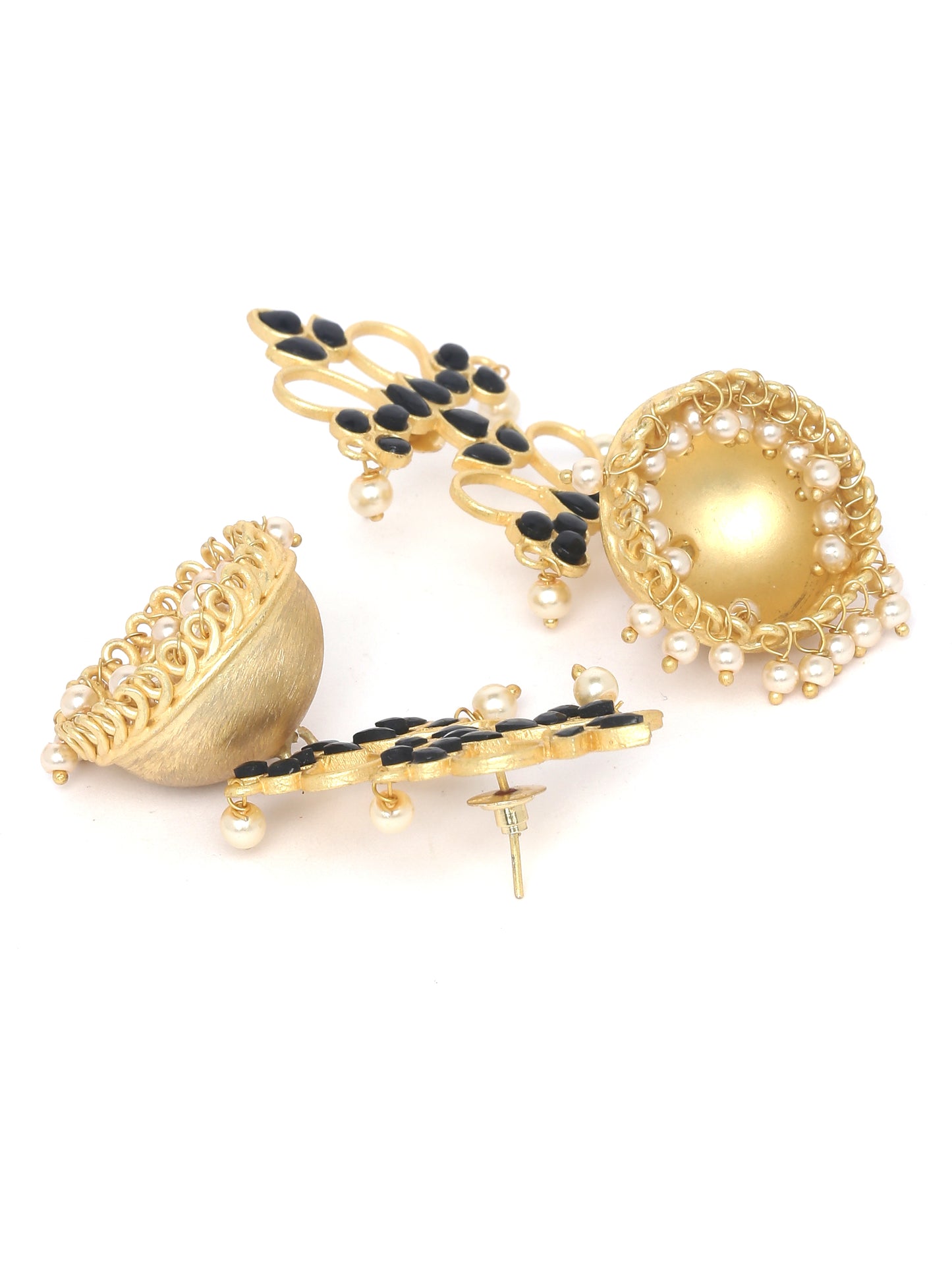 Gold -Plated Handcrafted Floral Jhumkas