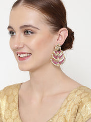Gold-Toned & Multicoloured Crescent Shaped Chandbalis