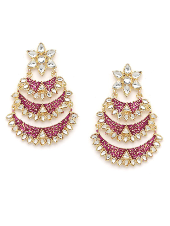 Gold-Toned & Multicoloured Crescent Shaped Chandbalis