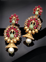 Gold-Plated Peacock Shaped Drop Earrings