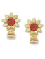 Gold-Plated & Red Handcrafted CZ Studded Contemporary Jhumkas