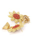 Gold-Plated & Red Handcrafted CZ Studded Contemporary Jhumkas