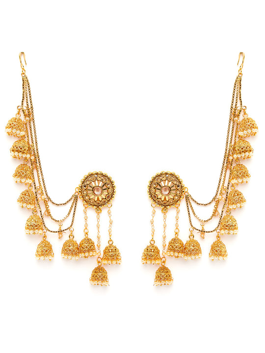 Gold-Plated Handcrafted Dome Shaped Jhumkas