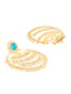 Gold-Toned & Turquoise Blue Crescent Shaped Gold-Plated & Handcrafted Chandbalis