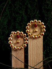 Red Gold-Plated Handcrafted Circular Studs