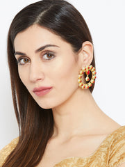 Red Gold-Plated Handcrafted Circular Studs