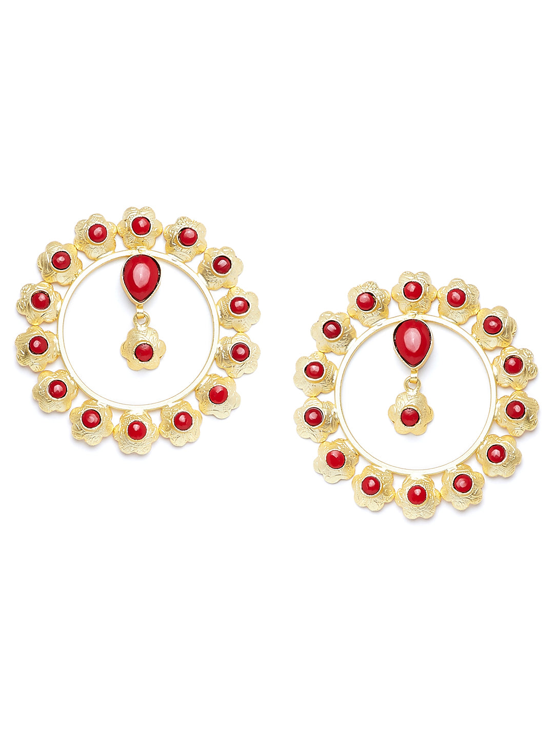 Red Gold-Plated Handcrafted Circular Studs