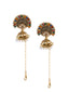 Women Gold-Toned Dome Shaped Multicolored Stone studded Jhumkas Earrings