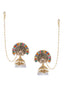 Women Gold-Toned Dome Shaped Multicolored Stone studded Jhumkas Earrings