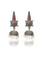 Pink Silver-Plated Oxidized Dome Shaped Jhumkas