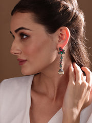 Silver-Plated Peacock Shaped Jhumkas Earrings