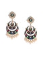 Gold-Plated Crescent Shaped Meenakari Chandbalis